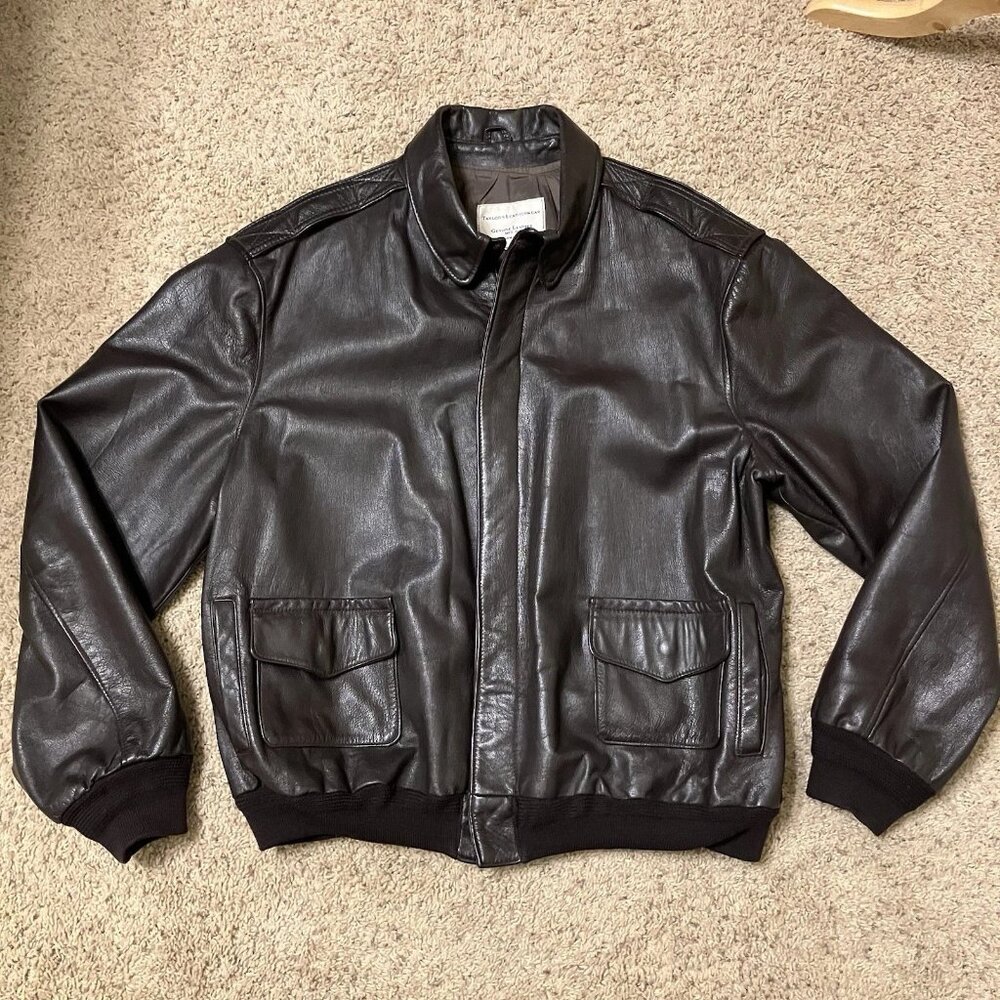 Rare TAYLOR'S LEATHERWEAR A-2 Leather Jacket U.S. GOVT ISSUE - Sz 56 L Brown